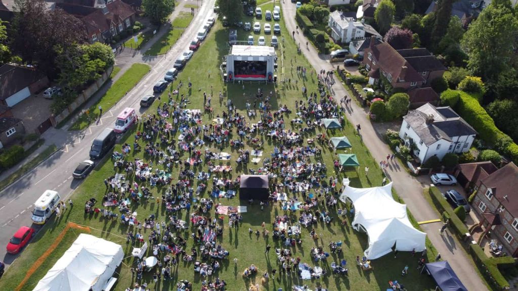 Event Production for a Festival Drone Crowd Shot