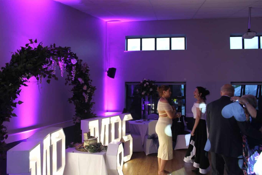 Wedding Uplighting in Pink at a wedding venue in high wycombe